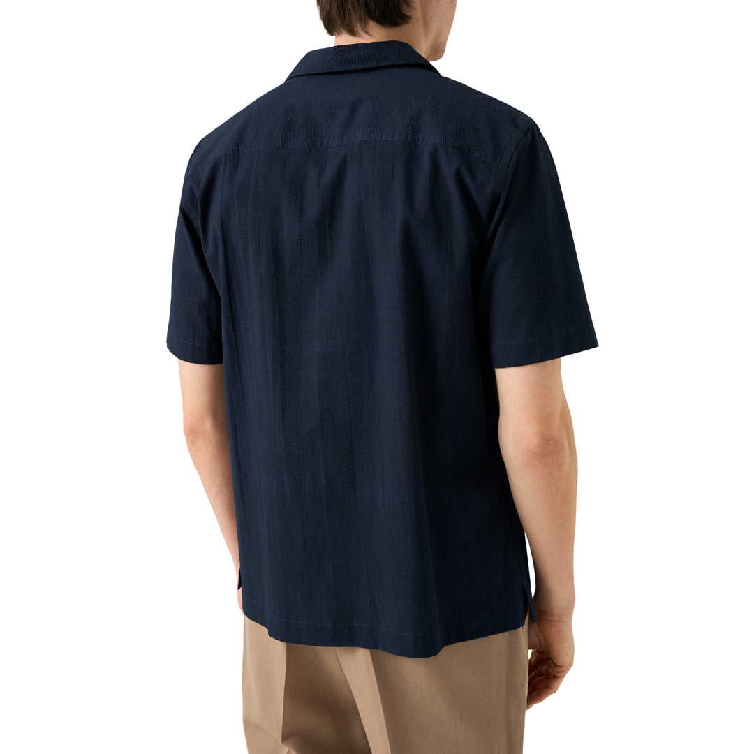 Eton Seersucker Resort Shirt - Blue