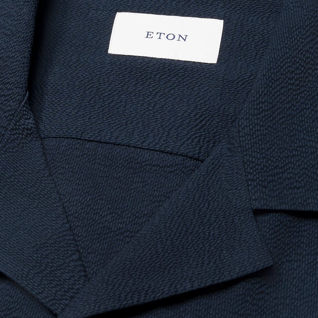 Eton Seersucker Resort Shirt - Blue