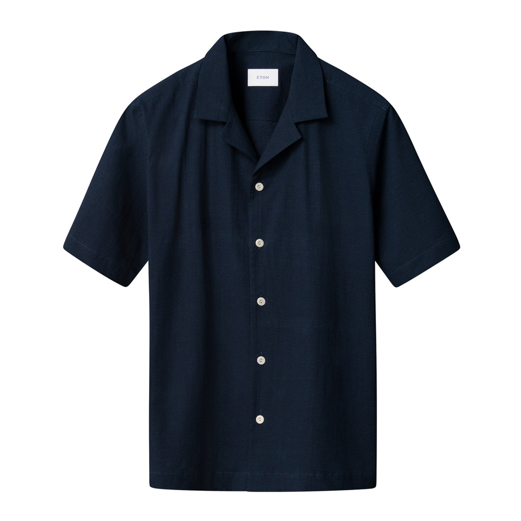 Eton Seersucker Resort Shirt - Blue