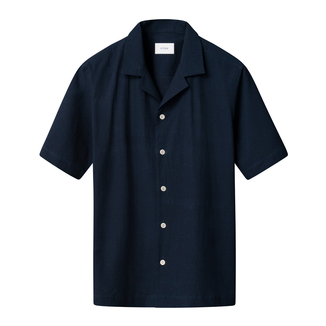 Eton Seersucker Resort Shirt - Blue