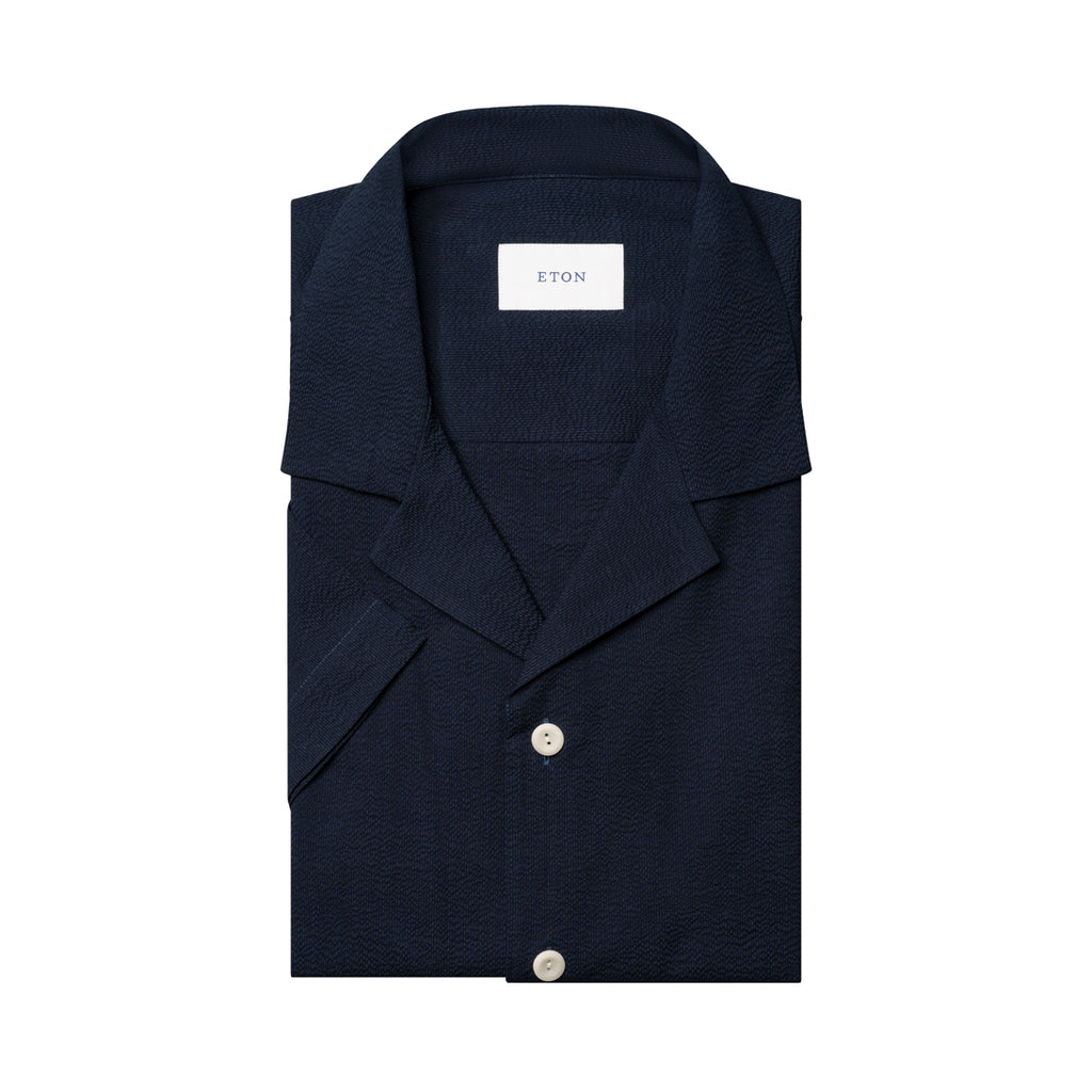 Eton Seersucker Resort Shirt - Blue