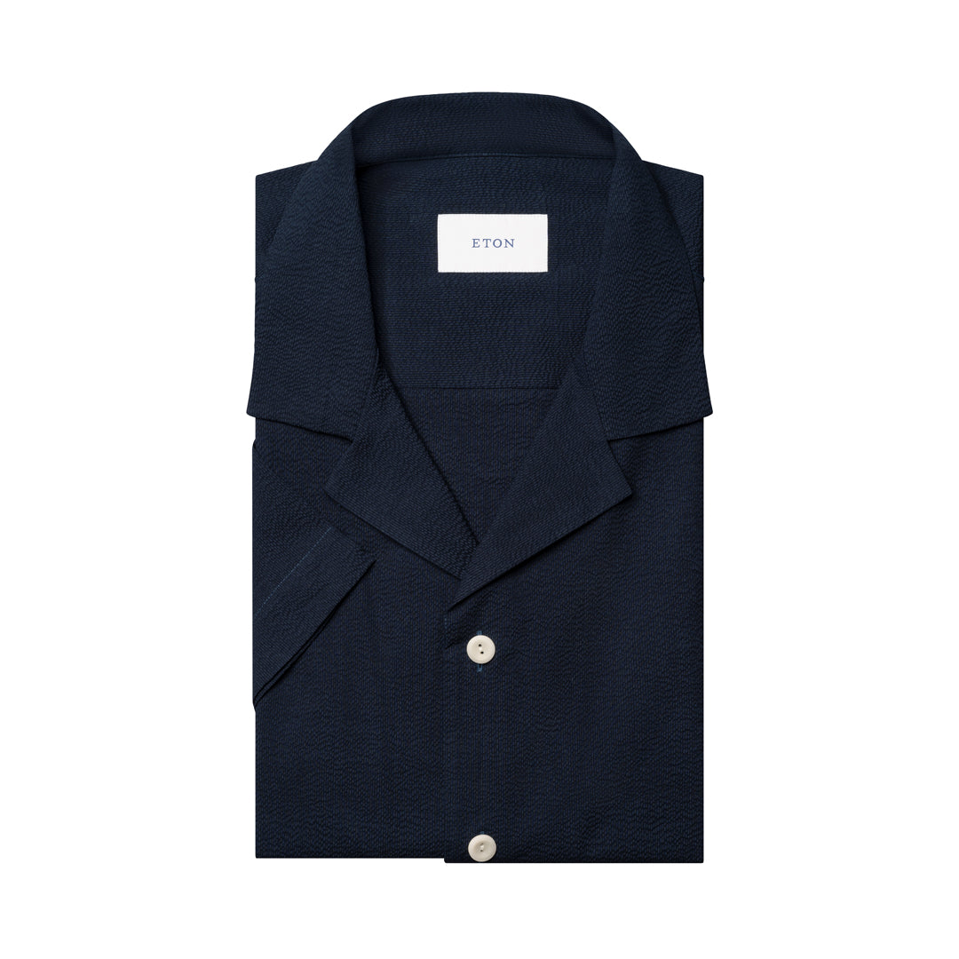 Eton Seersucker Resort Shirt - Blue
