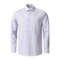 A light lavender and white micro-check patterned long-sleeve dress shirt with a classic collar and button-down front, shown on a plain white background. Eton Shirt available at Sakks Menswear in Southampton.
