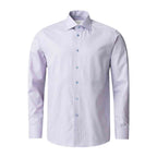 A light lavender and white micro-check patterned long-sleeve dress shirt with a classic collar and button-down front, shown on a plain white background. Eton Shirt available at Sakks Menswear in Southampton.
