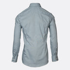 A light green long-sleeve button-down shirt shown from the back, displayed on a headless mannequin torso against a light gray background. Eton Shirts available at Sakks Menswear in Southampton.