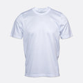 A plain white short-sleeve crewneck t-shirt displayed on a light grey background. Gran Sasso T-Shirt available at Sakks Menswear in Southampton.