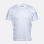 A plain white short-sleeve crewneck t-shirt displayed on a light grey background. Gran Sasso T-Shirt available at Sakks Menswear in Southampton.