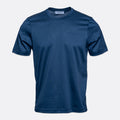 A classic short-sleeve crewneck t-shirt in a solid dark blue colour, displayed on a clean, light grey background. Gran Sasso T-Shirt available at Sakks Menswear in Southampton.