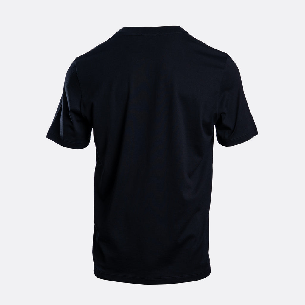 A black short-sleeve crewneck t-shirt shown from the back, displayed on a light gray background. Jacob Cohën T-Shirt available at Sakks Menswear in Southampton.