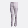 A pair of slim-fit jeans in a light lavender-gray color, shown flat against a solid light gray background. Jacob Cohën Chinos available at Sakks Menswear in Southampton.