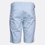 Light blue chino shorts shown from the back, featuring belt loops, two buttoned back pockets, and a small embroidered logo on the right side of the waistband. Jacob Cohën Shorts available at Sakks Menswear in Southampton.
