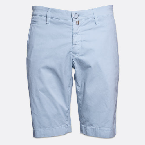 Light blue chino shorts with a button closure and belt loops, shown flat against a light gray background. Jacob Cohën Shorts available at Sakks Menswear in Southampton.
