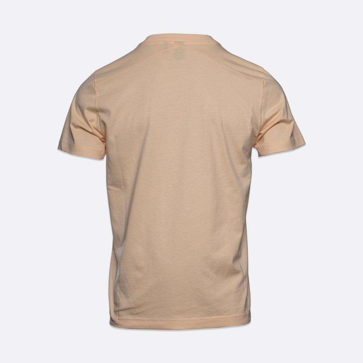 A beige short-sleeve t-shirt shown from the back, displayed on a clean, light gray background. MA.Strum T-Shirt available at Sakks Menswear in Southampton.