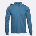 Long sleeve polo shirt displayed in front of a light grey background. MA.Strum Polo available at Sakks Menswear in Southampton.