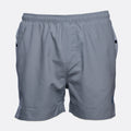 Light gray swim trunks with an elastic waistband and side pockets, shown against a plain light gray background. MA.Strum Swimwear available at Sakks Menswear in Southampton.