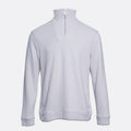 A light gray long-sleeve quarter-zip sweatshirt with a mock neck collar, shown from the back on a light gray background. PAIGE Sweatshirt available at Sakks Menswear in Southampton.