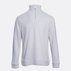 A light gray long-sleeve quarter-zip sweatshirt with a mock neck collar, shown from the back on a light gray background. PAIGE Sweatshirt available at Sakks Menswear in Southampton.