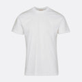 A classic white short-sleeve crewneck t-shirt displayed on a clean, light gray background. SWIMS T-Shirt available at Sakks Menswear in Southampton.