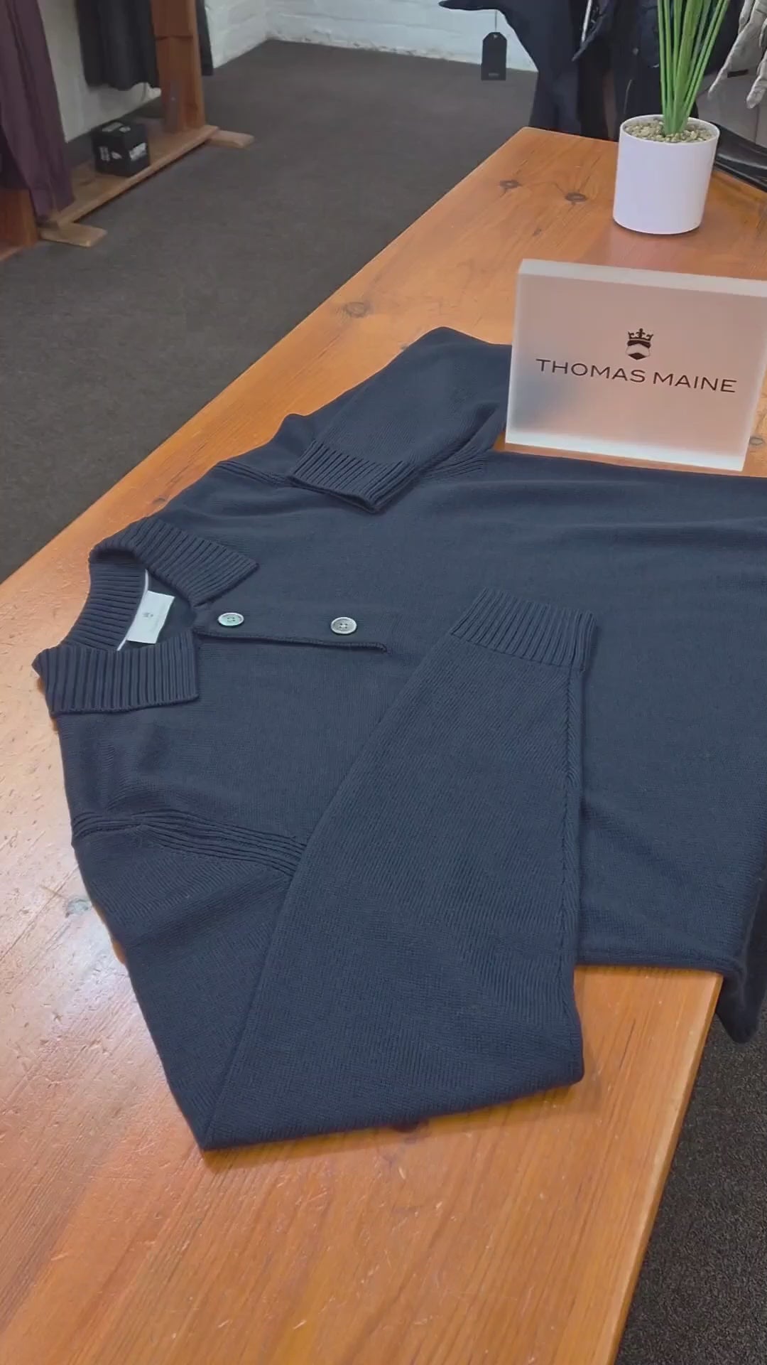 Merino Polo Neck Sweater - Navy